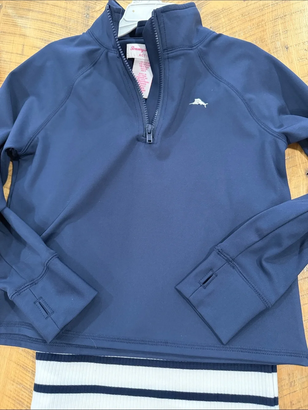 Tommy Bahama Kids Navy & White Stripe Tank with Coordinating Navy UPF 50 1/4 zip